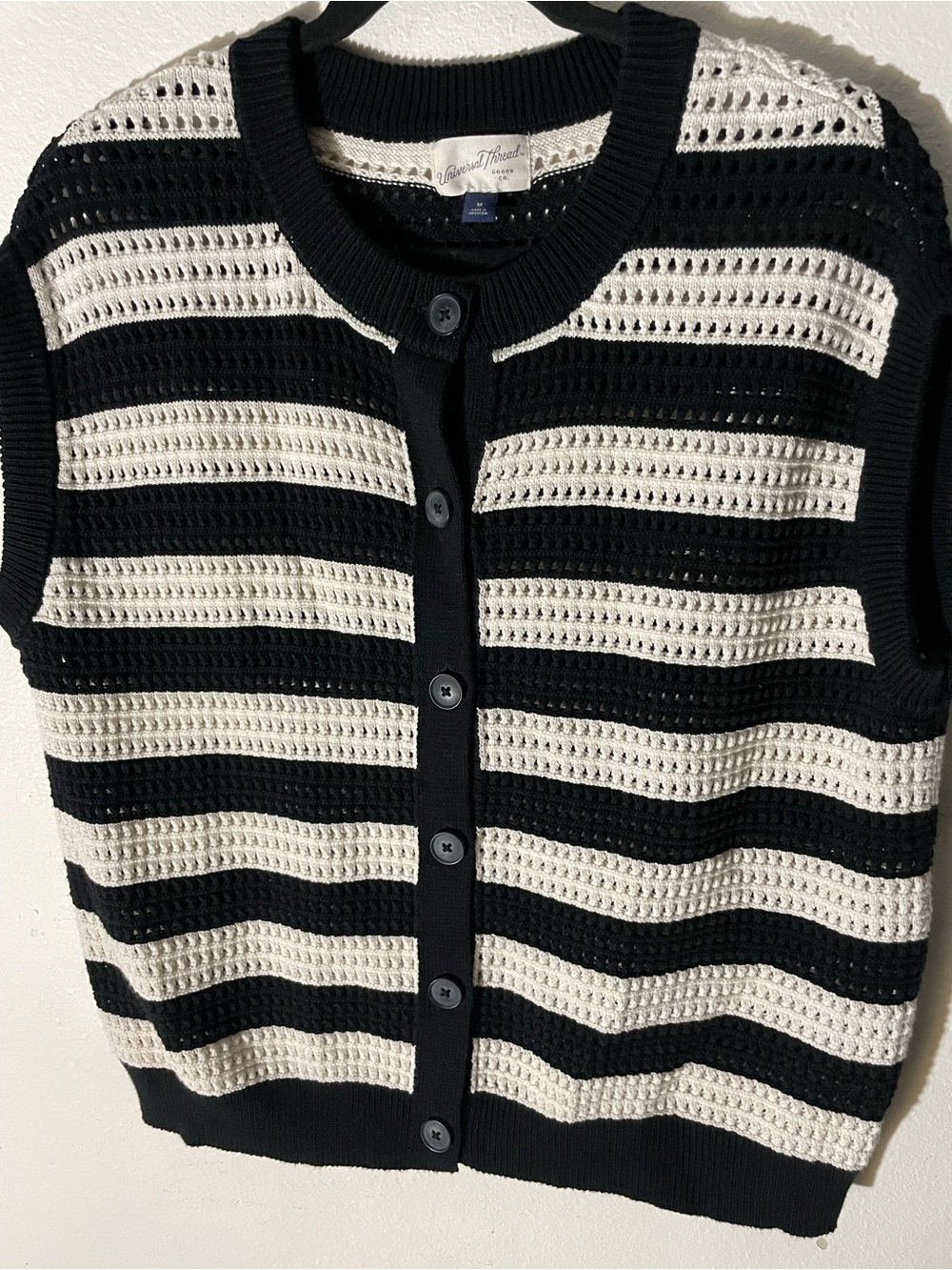 Universal Thread Striped Cardigan in Black & Cream Size Medium Like New